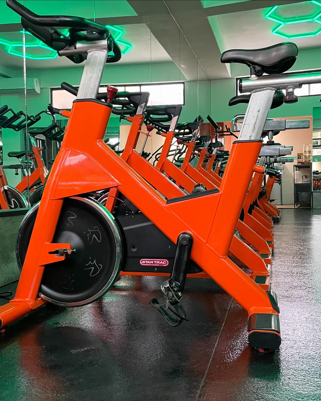 Área de cardio con bicicletas de spinning